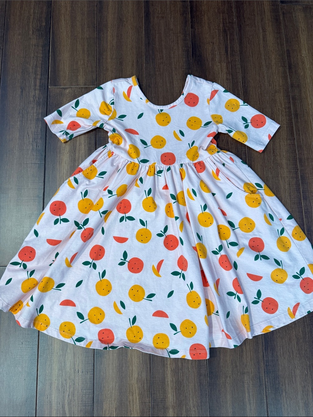 Hanna Andersson White Dress with Orange & Yellow Fruit Print